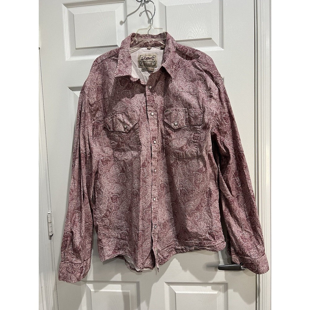 Men's Western Snap Button Up Long Sleeve Shirt Size 3X By Rafter & Cowboy K-5